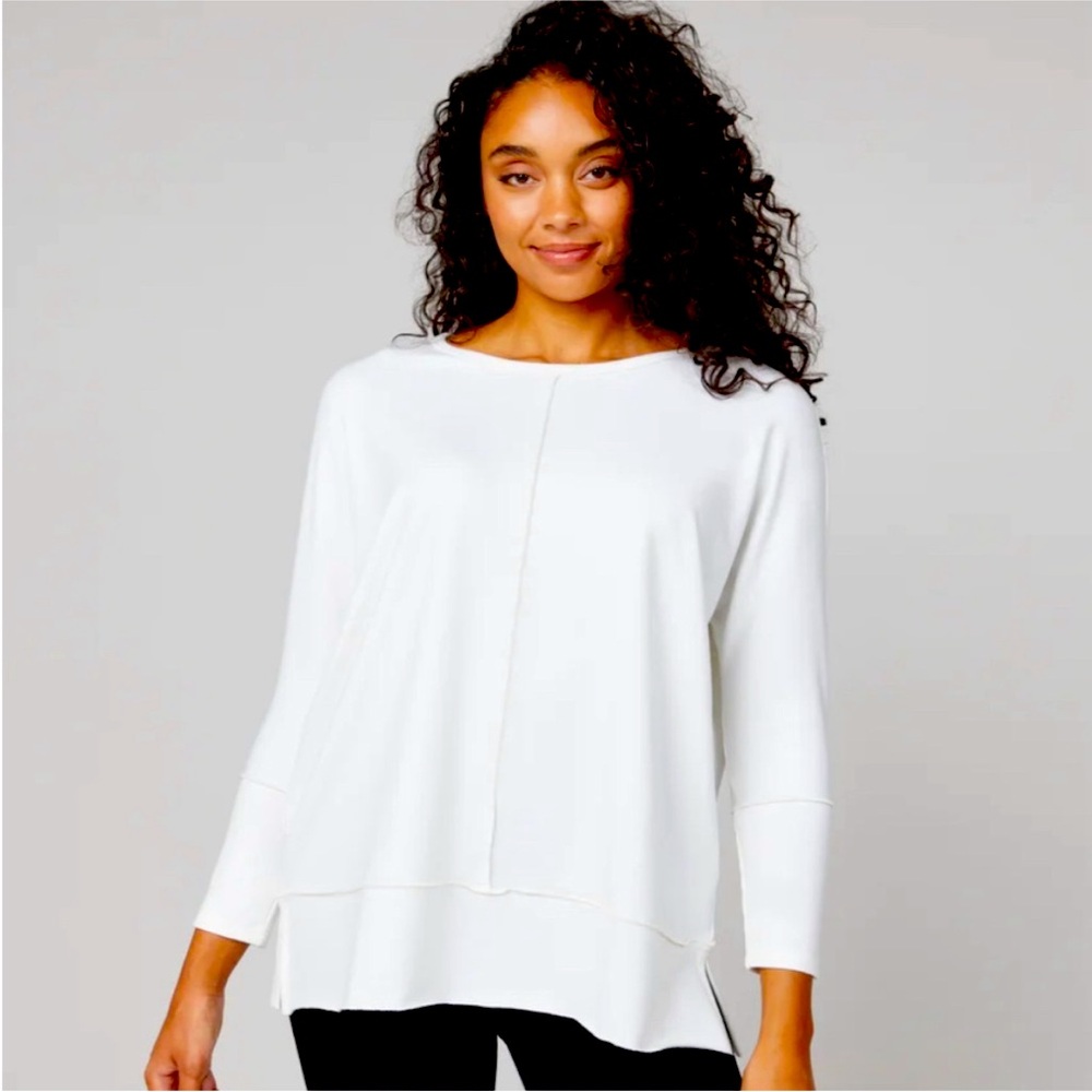 SPANX Women’s Perfect Length Top Dolman 3/4 Sleeve Sweatshirt Powder SIZE M